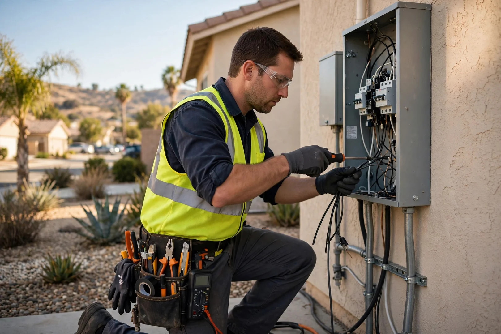 Technician balancing fan blades and testing quiet motor operation