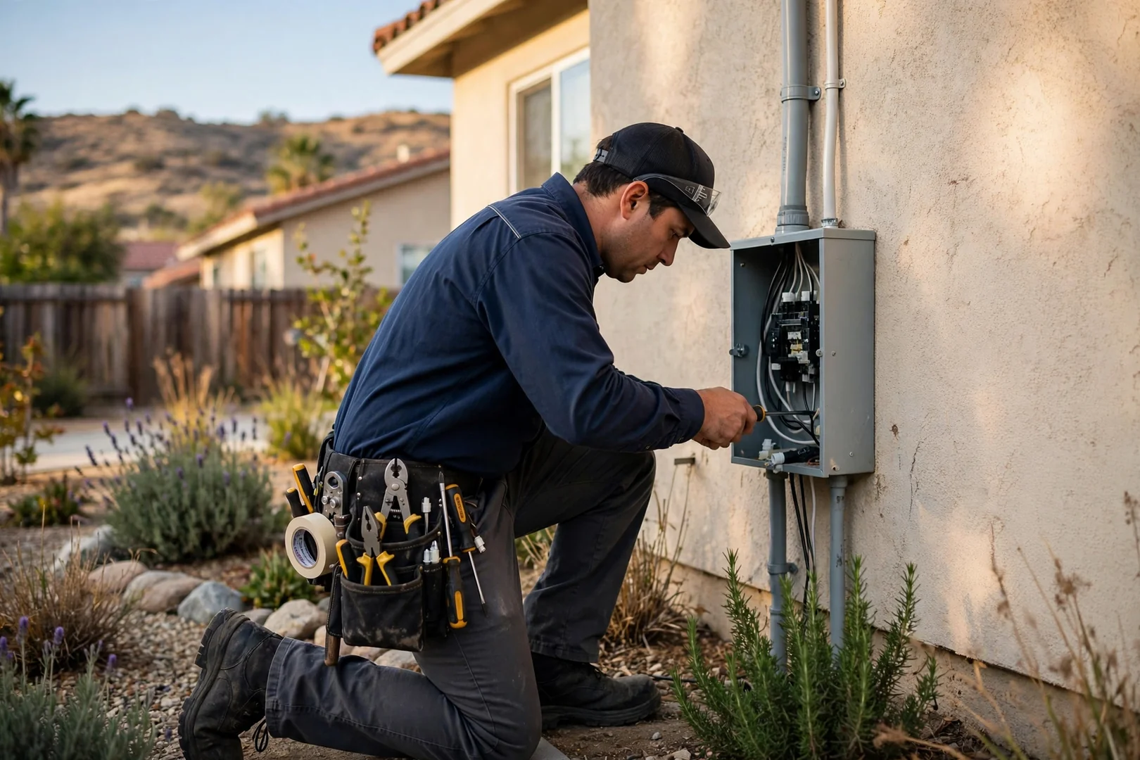 Written panel upgrade estimate reviewed at a Corona home entryway