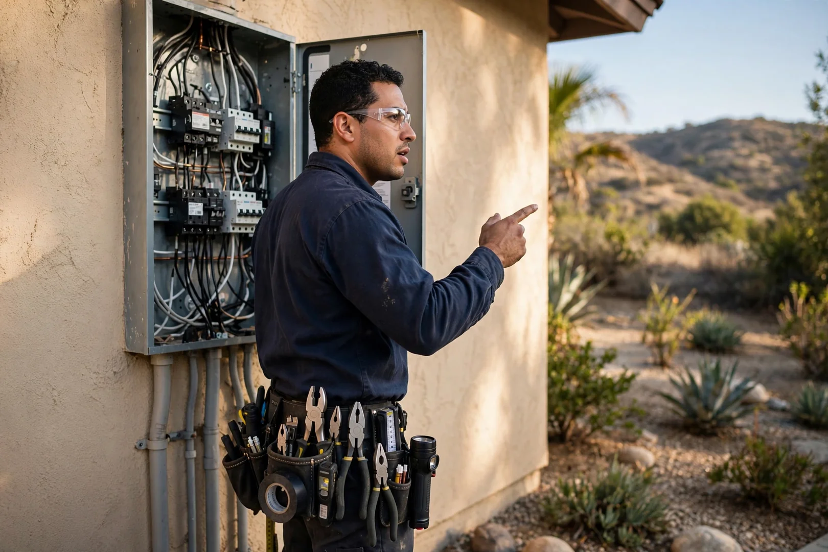 Technician labeling a new 240-volt breaker at the panel