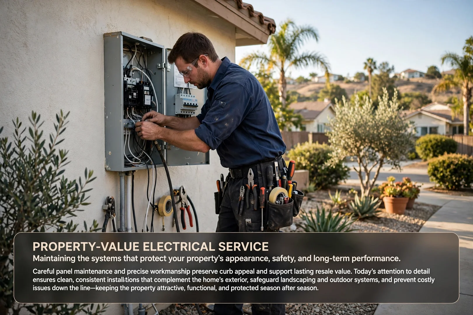Technician reviewing a written surge protection estimate with a homeowner
